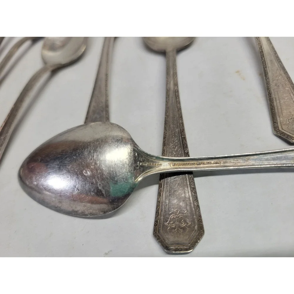 11pc Wm Rogers Mfg Co Excelsior 1934 Silverplate Flatware Set‎ 4 Forks 7 Spoons